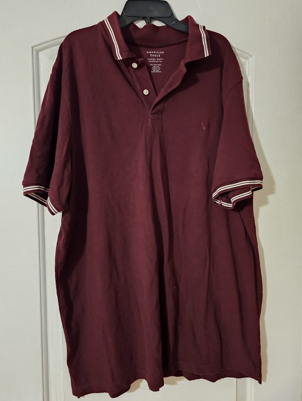 American Eagle Outfitters Men’s Maroon Polo with Contrast Stripe